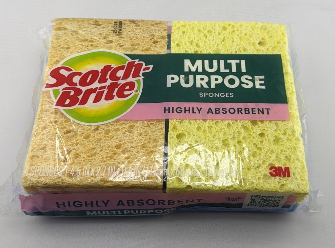 Scotch-Brite Multi-Purpose Sponges 4 Pack Assorted Colors Cleaning Scrubber.