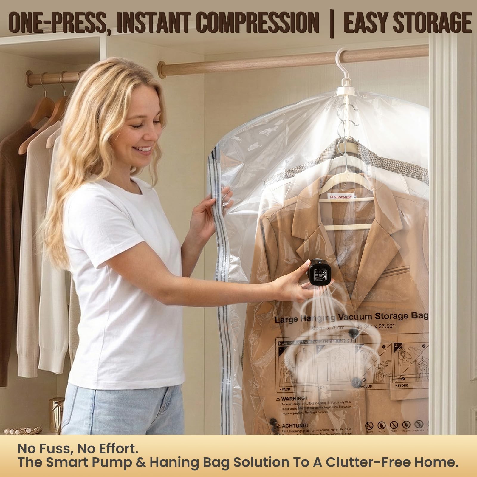 TAILI Hanging Vacuum Storage Bags with Electric Air Pump, Vacuum Seal Bags fo…