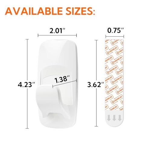 10 lb Large Utility Hooks 2 Pack with 6 Adhesive Strips White