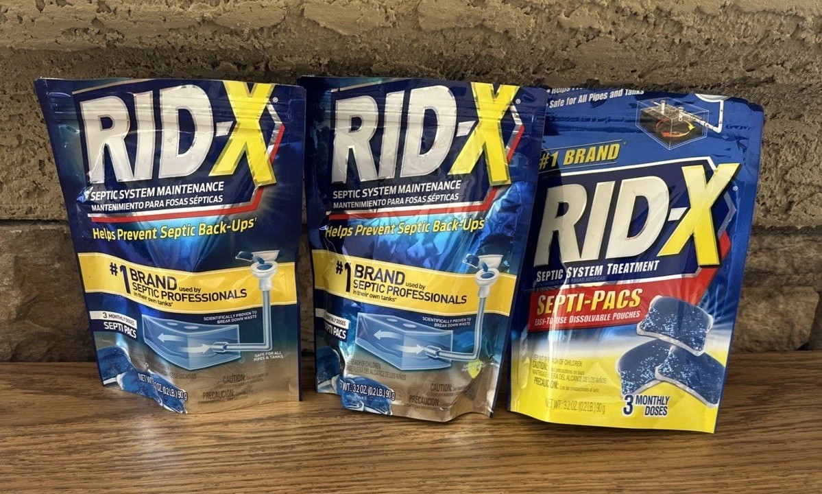 Rid-X Open Bags 5 Packs Septic System Treatment Septi-Pacs 3 months doses 3.2 oz