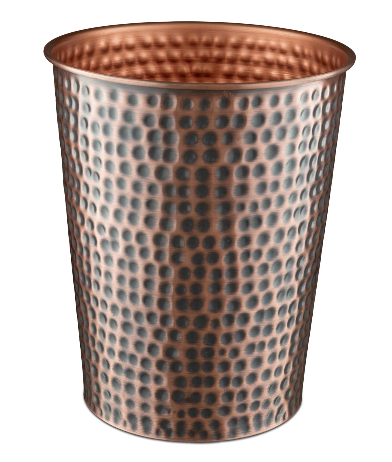 Hand Hammered Antique Copper Metal Small Bathroom Trash Can Wastebasket Bin