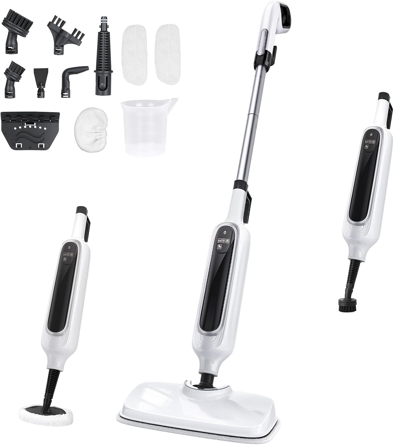 12-in-1 Steam Mop, Detachable Handheld Steam Cleaner for Home, 23FT Cord, 3 S…