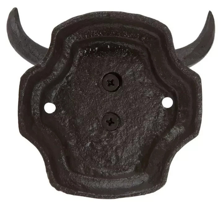 Longhorn Steer Wall Hook 5.5 Inches Bull Head Western Decor Heavy Metal Iron