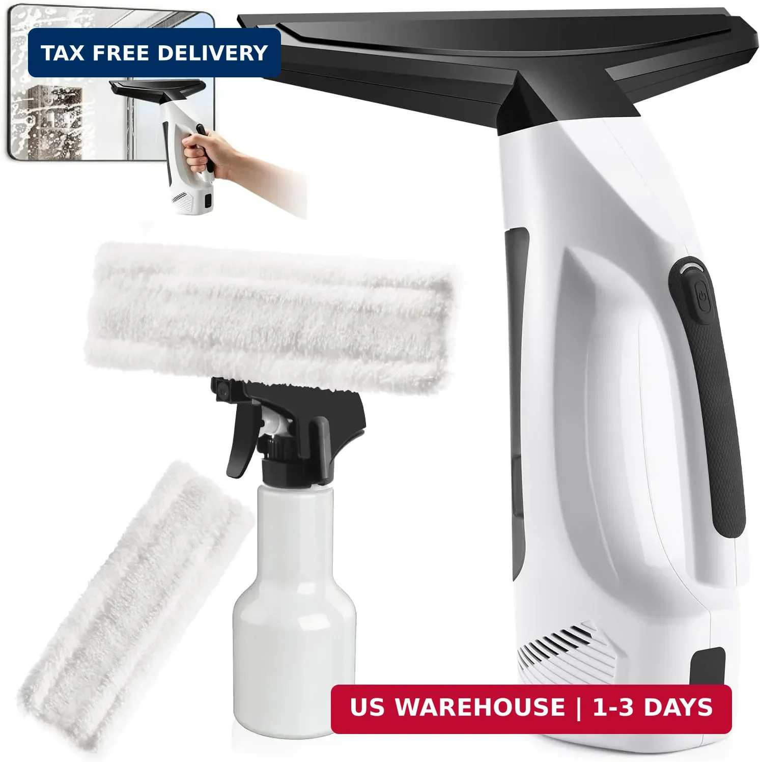 Cordless Window Vacuum Squeegee 2000Pa Rechargeable Electric Glass Cleaner 200ML