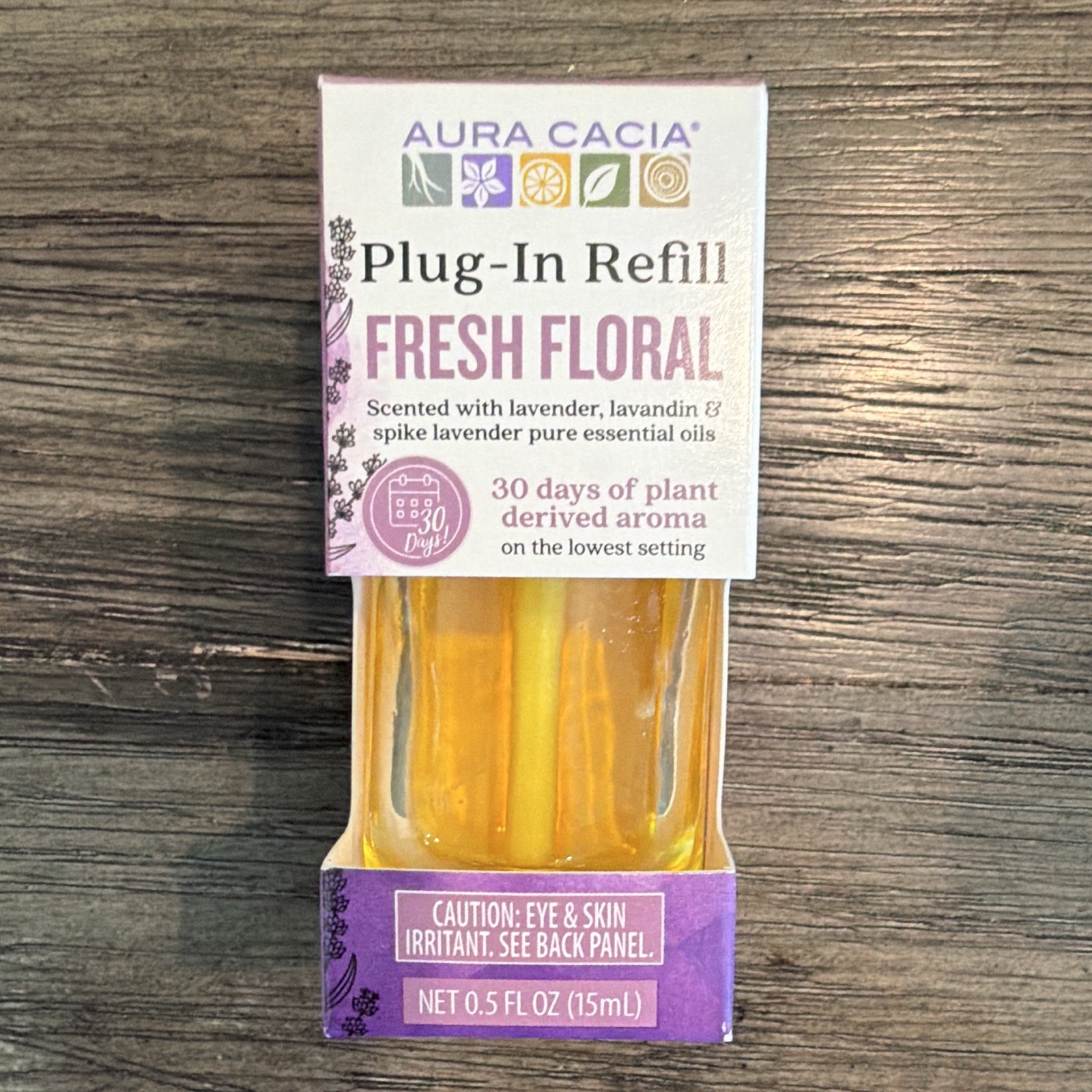 Lot of 3 Aura Cacia Plug-In Refill Oil Fresh Floral Lavender 0.5 FL OZ