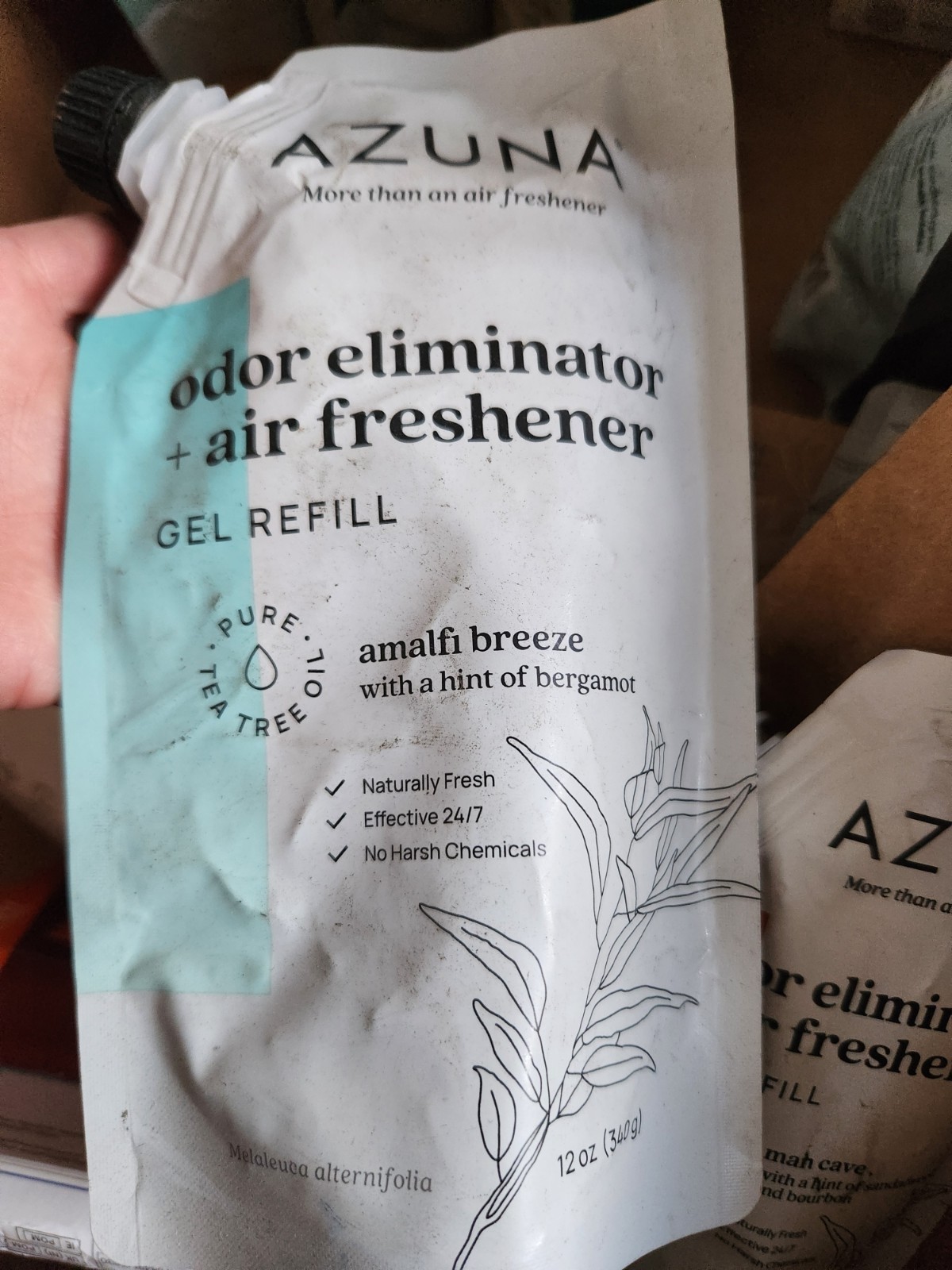 AZUNA Air Freshener & Odor Eliminator – Amalfi Breeze Gel ,12 oz – Refill Pouch