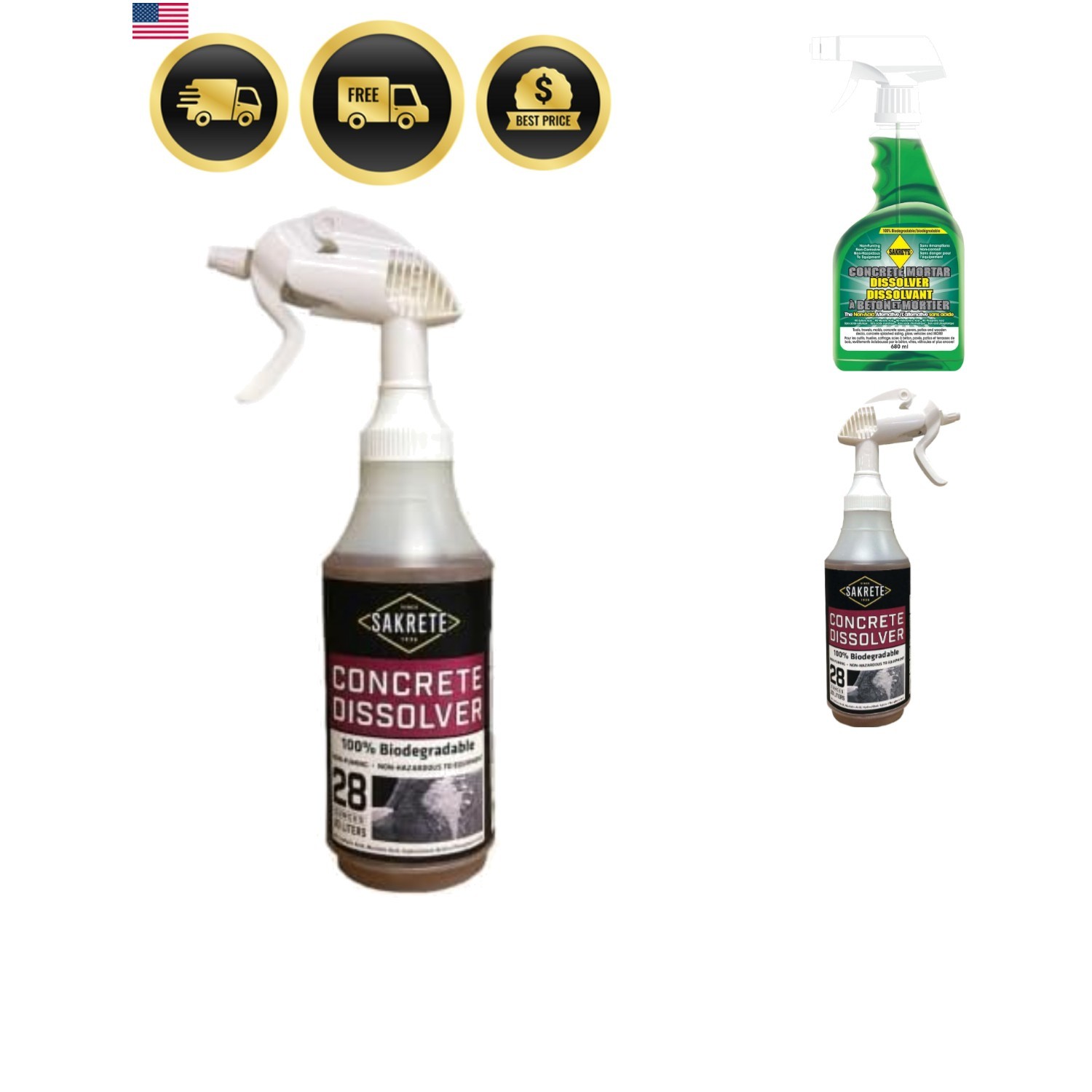 Concrete Mortar Dissolver Cleaner Spray Heavy Duty Multi Surface 28 oz