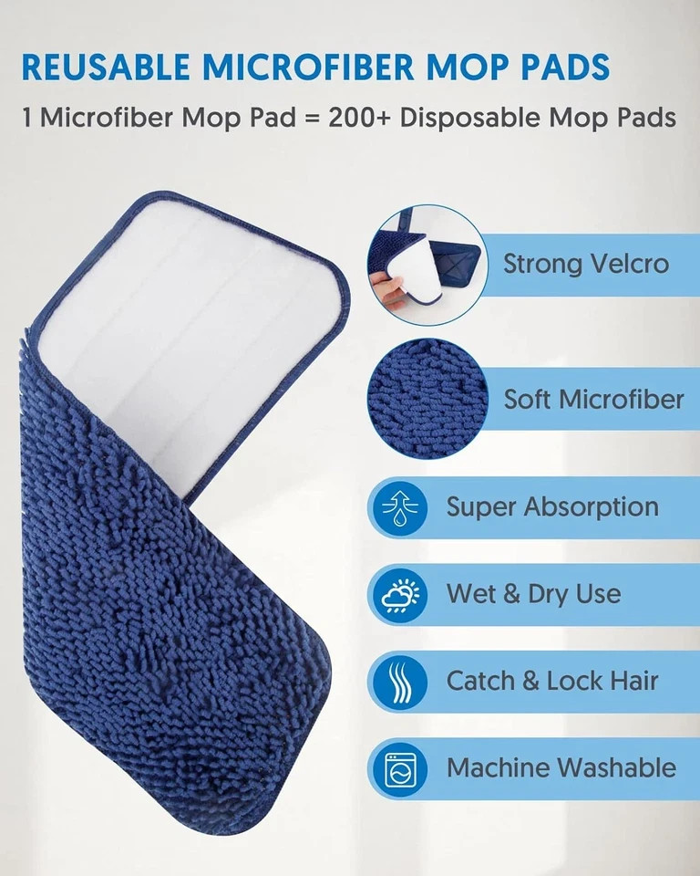 Microfiber Mops for Floor Cleaning – Flat Floor Mop Wet Dry Use for Hardwood Fl