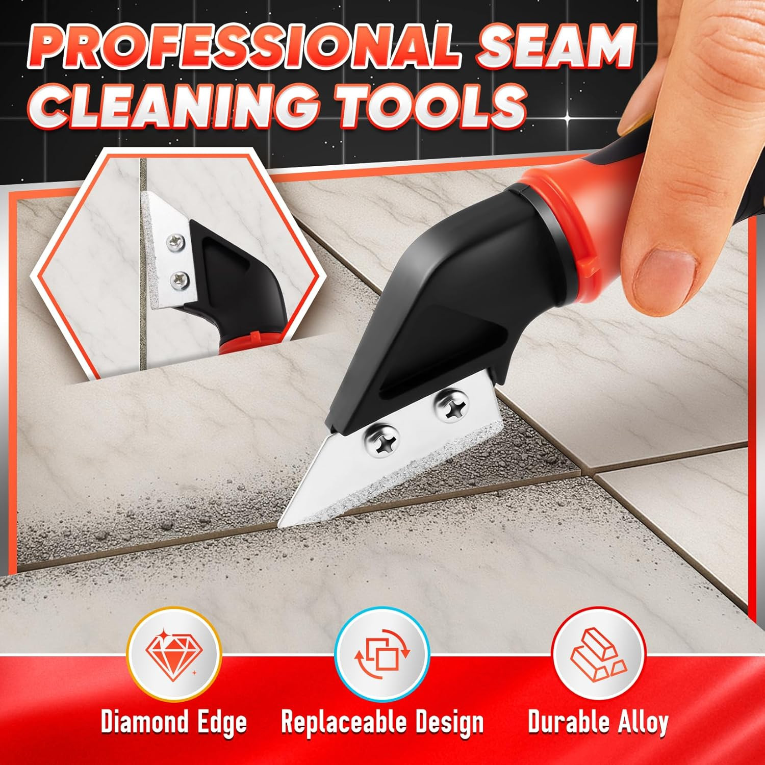 Caulking Tool, 4 in 1 Caulk Remover Tool for Bathroom, Bathtub, Grout, Shower, T