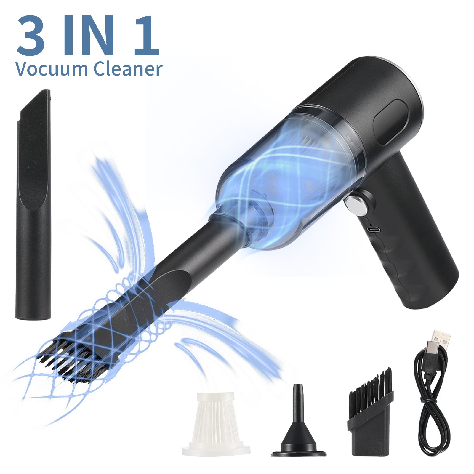 3 in 1 Cordless Handheld Vacuum 120W Mini Portable Wireless Cleaner for Car&Home