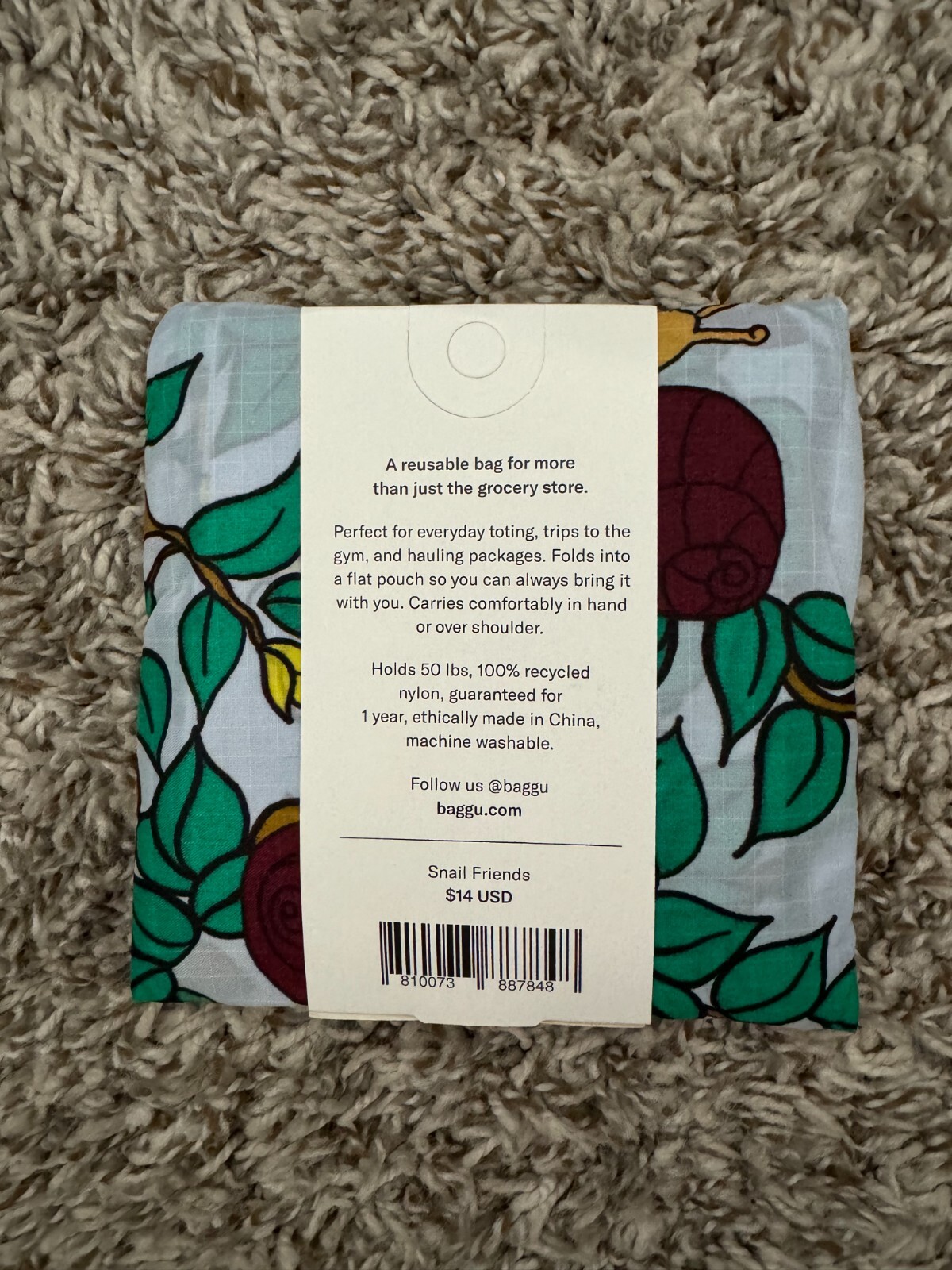 BAGGU Snails Standard Baggu Reuseable Bag New HTF Rare