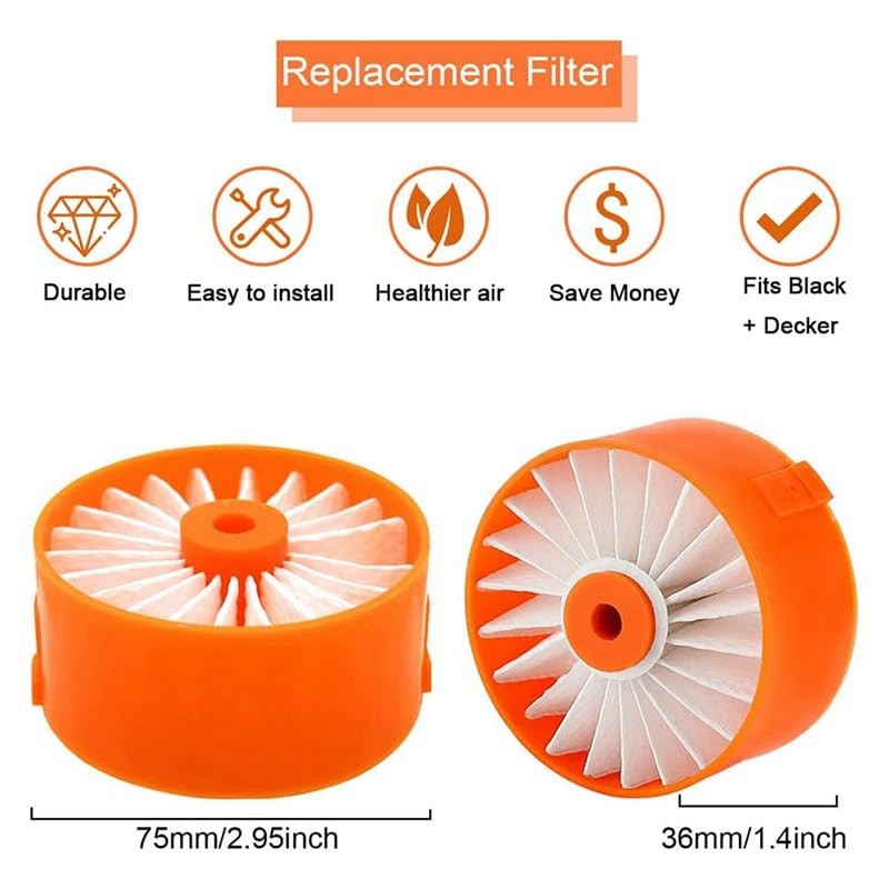 4 Pack Filter Element for Black + Decker BSV2020G Wireless Vacuum Cleaner