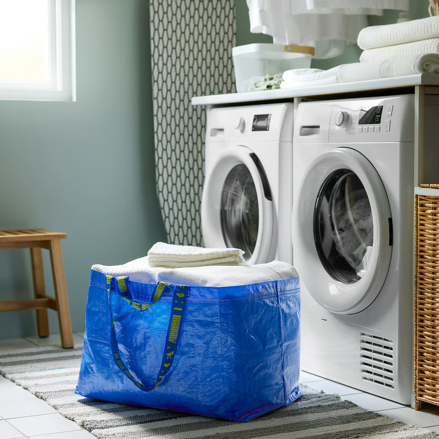 2PC IKEA Large Blue Shopping Bag Laundry Grocery Storage Durable-19Gal