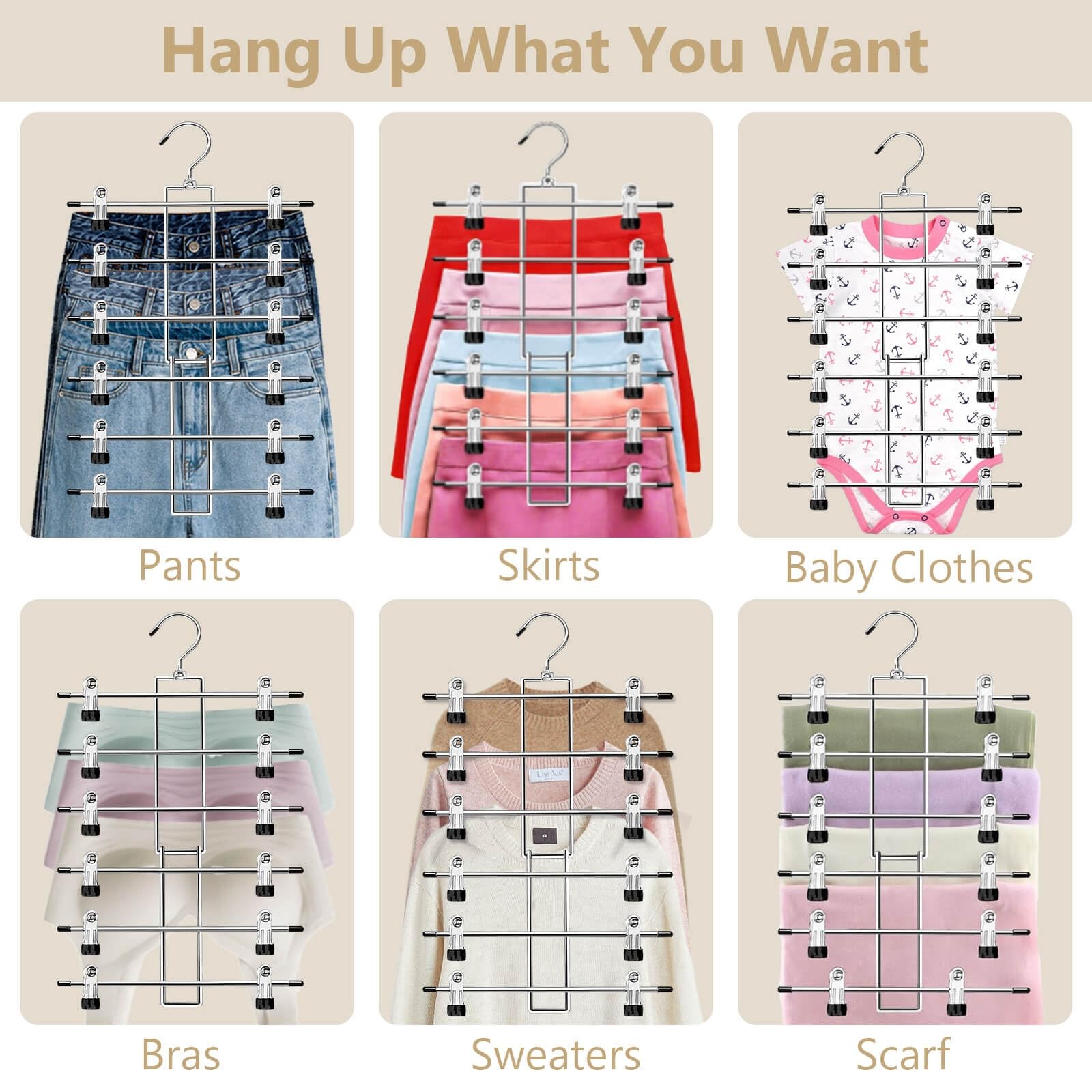 Hangerspants Hangersspace Saving Hanging Closet Organizer6 Tiers Skirt Hangers W