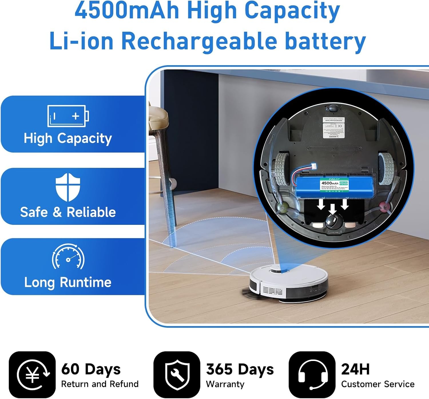4500mAh Battery Replacement for Ecovacs Deebot N8, N8+, N8 Pro, Pro+,…