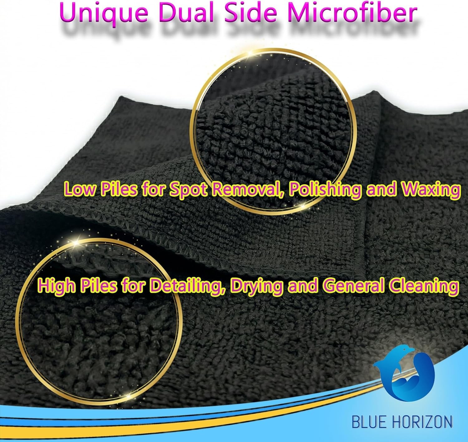Microfiber Cleaning Cloth 36-Pack 16×16 inch Wash Towel 3 Dozen Black Car Rag