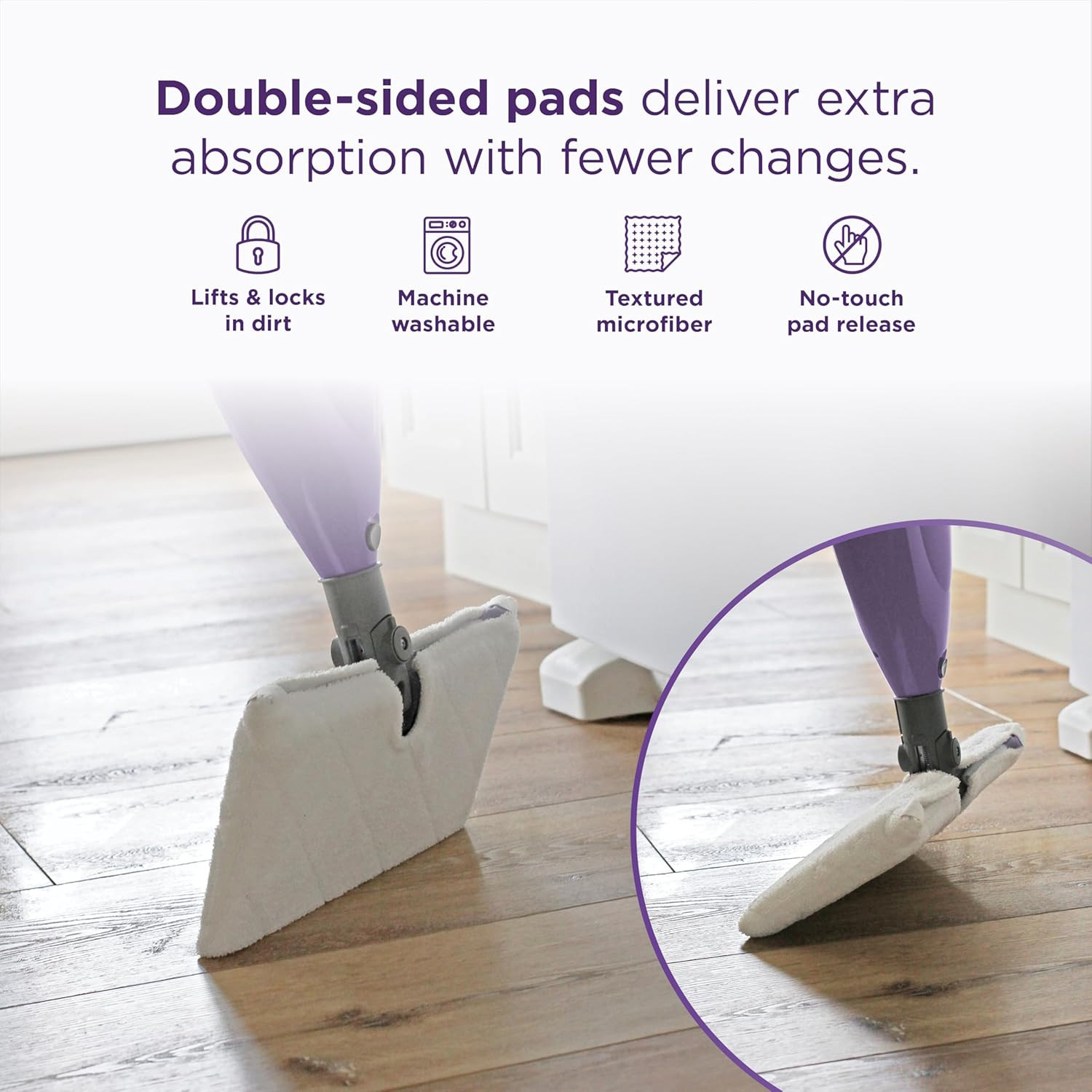 Shark Steam Pocket Mop with 2 Washable Double-Sided Pads, Purple, S3501 | Lightw
