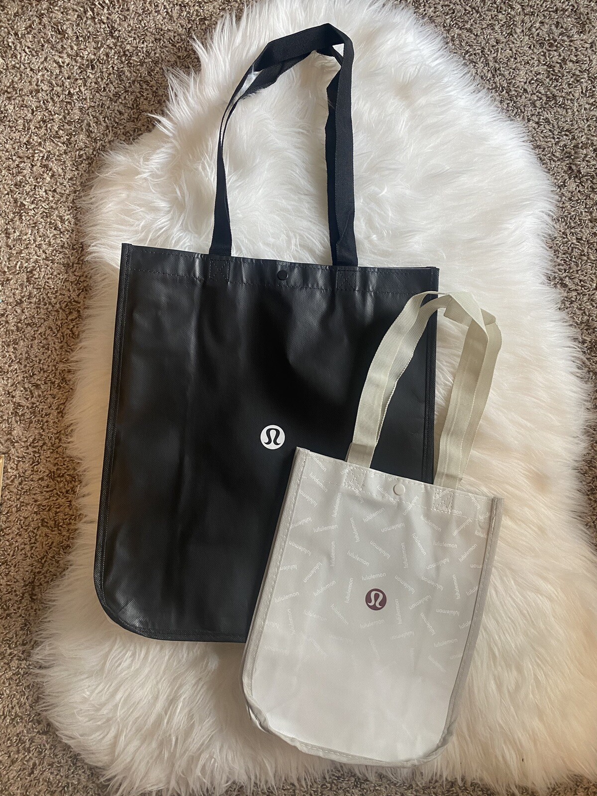 Lululemon Reusable Shopping Tote Bag Large Black Small Gray Lot 2 New