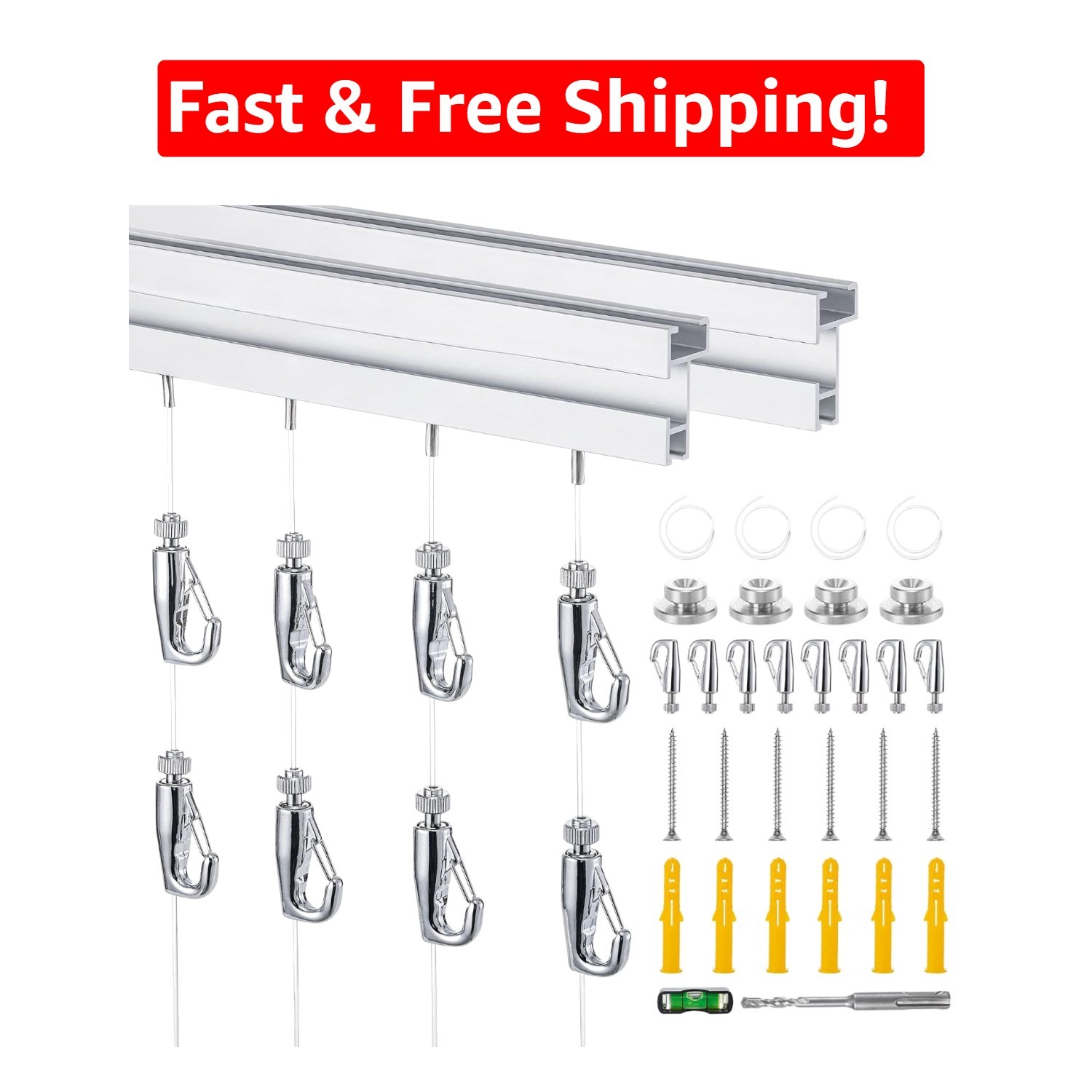 Elegant 47 Inch Picture Rail System for Gallery & Home – Adjustable & Versatile