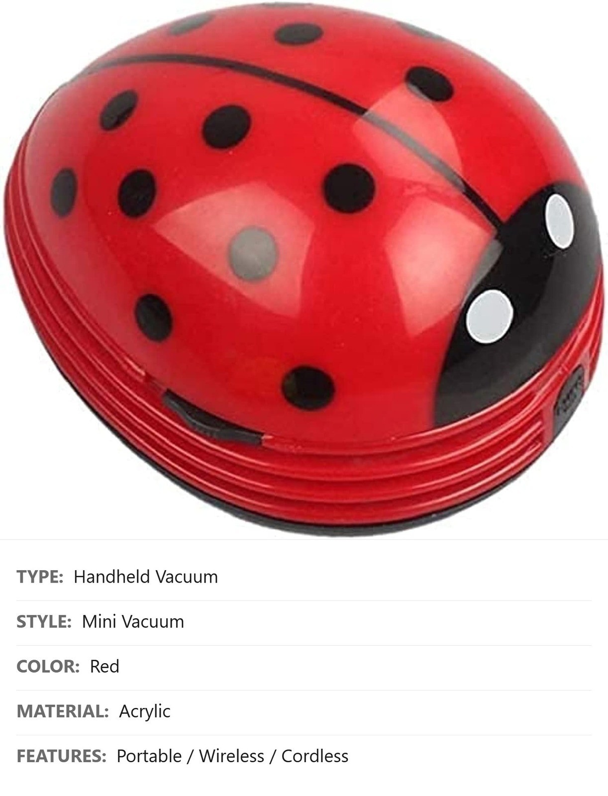 Cute Portable Mini Desktop Vacuum Cleaner, Red, Battery Powered, Acrylic Board