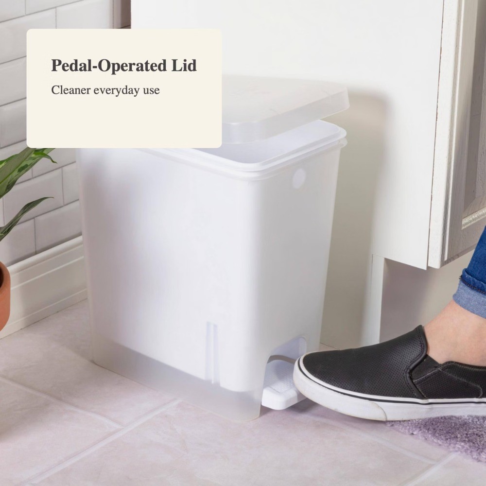 2.7gal Clear Step Trash Can, Pedal-Operated Rectangle Bathroom Indoor