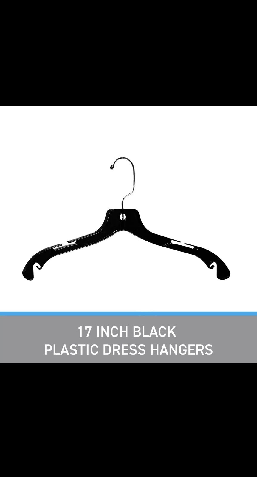 Plastic Dress Hangers 100 Black 17″ Retail Clothing Swivel Hooks Shirt Top