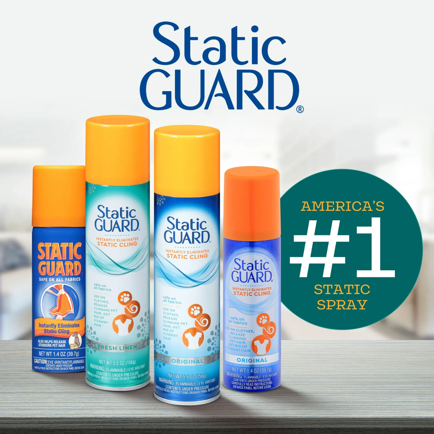 Static Guard Fresh Linen Scent Spray, Safe for All Fabric Types, 5.5 Oz (2 Pack)