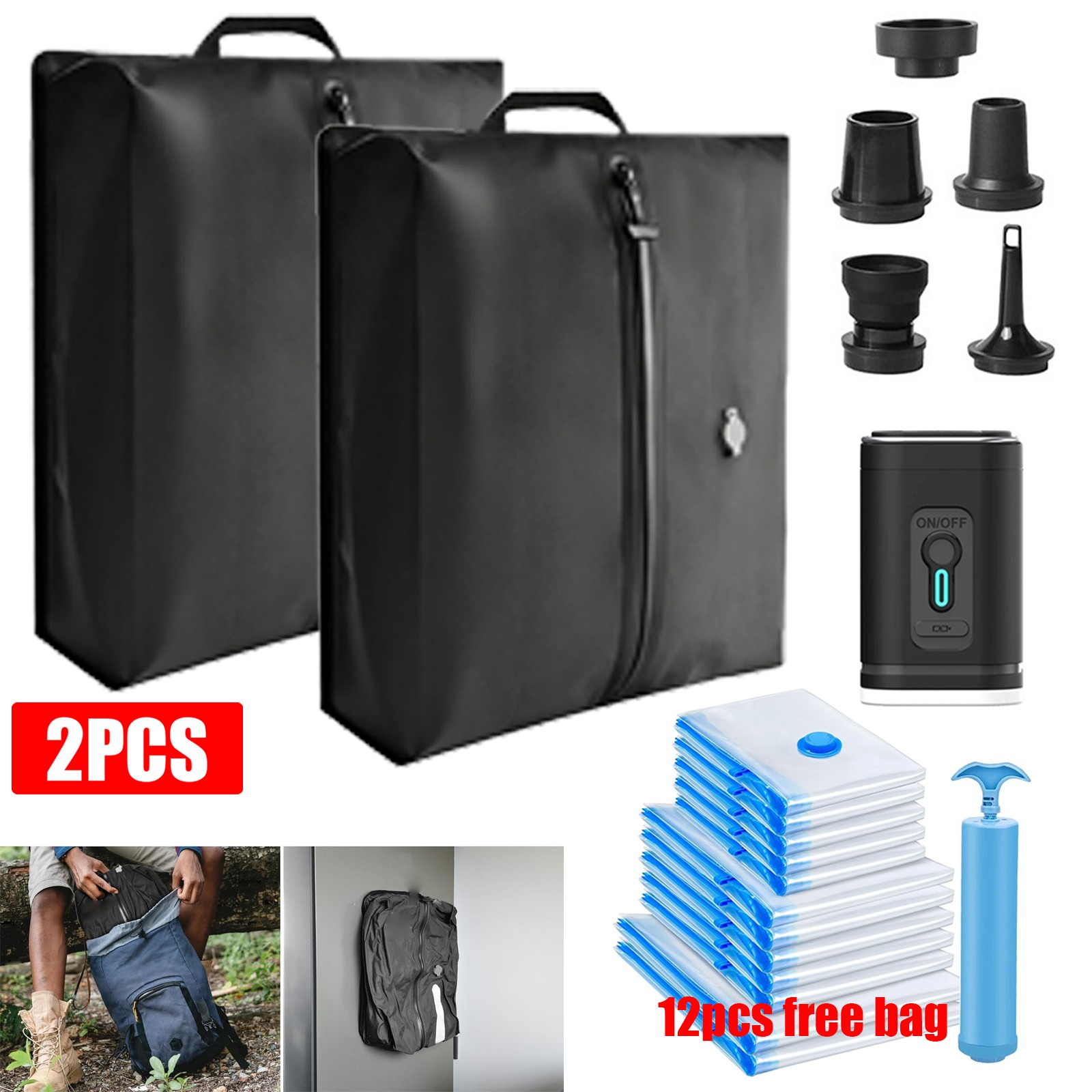 14pcs Travel Vacuum Storage Bags w/ Pump Space Saver Garment Seal Clothes Bag US