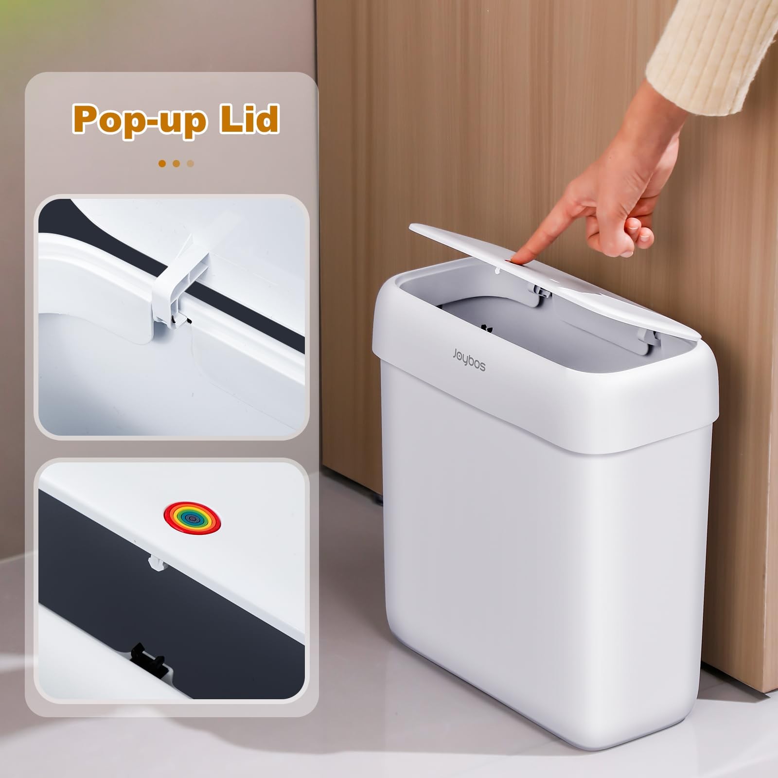 2 Pack Bathroom Trash Can with Lid, 3 Gal/12 L & 2.7 Gal/10L Garbage Can with…
