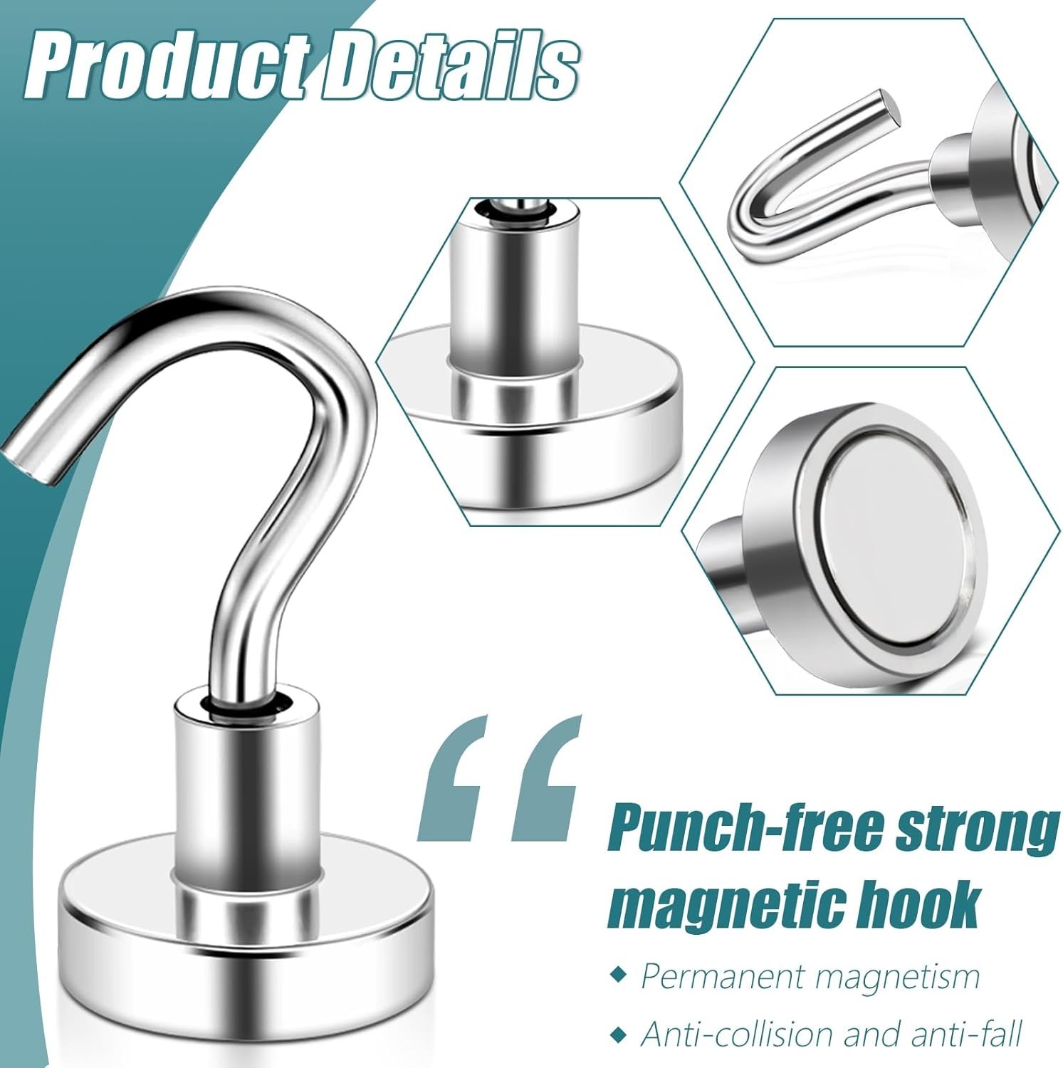 6/10/32 Pack Magnetic Hooks Heavy Duty, 25 lbs Strong Magnet Hooks Multipurpose
