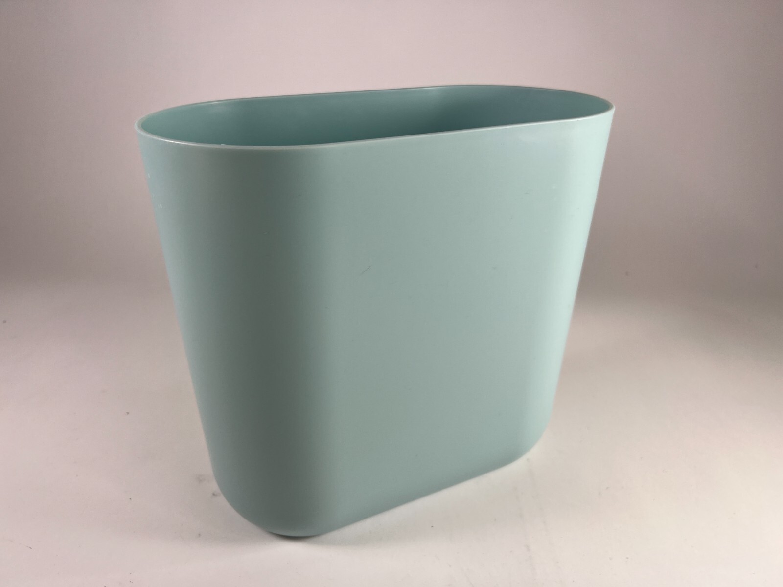 iDesign Cade Oval Slim Trash – Compact Waste Basket – Mint Green Blue