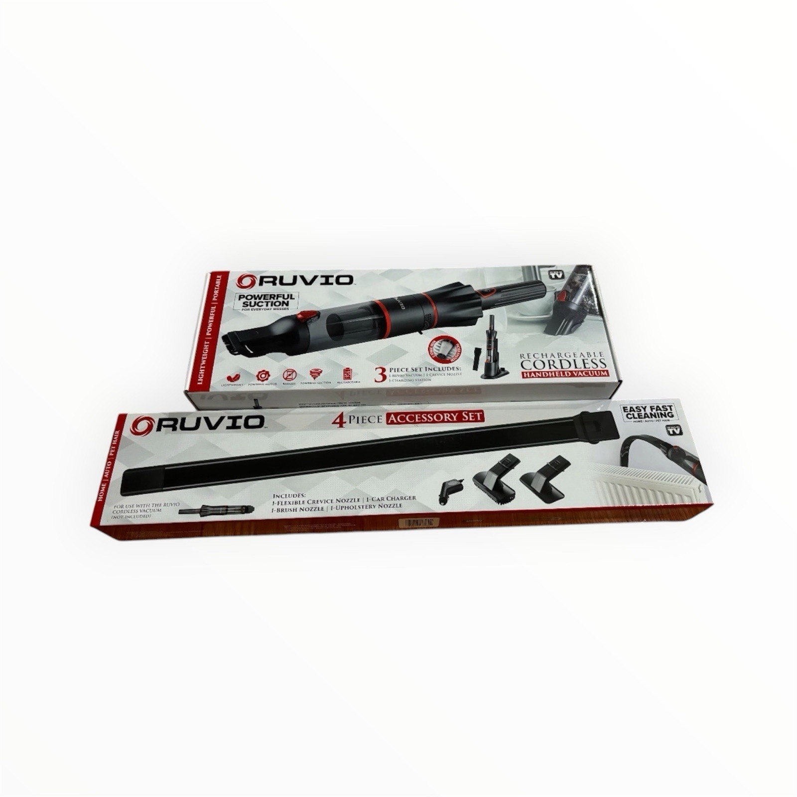 New – Ruvio Rechargeable Cordless Handheld Vacuum 4 Piece Accessory Kit Included