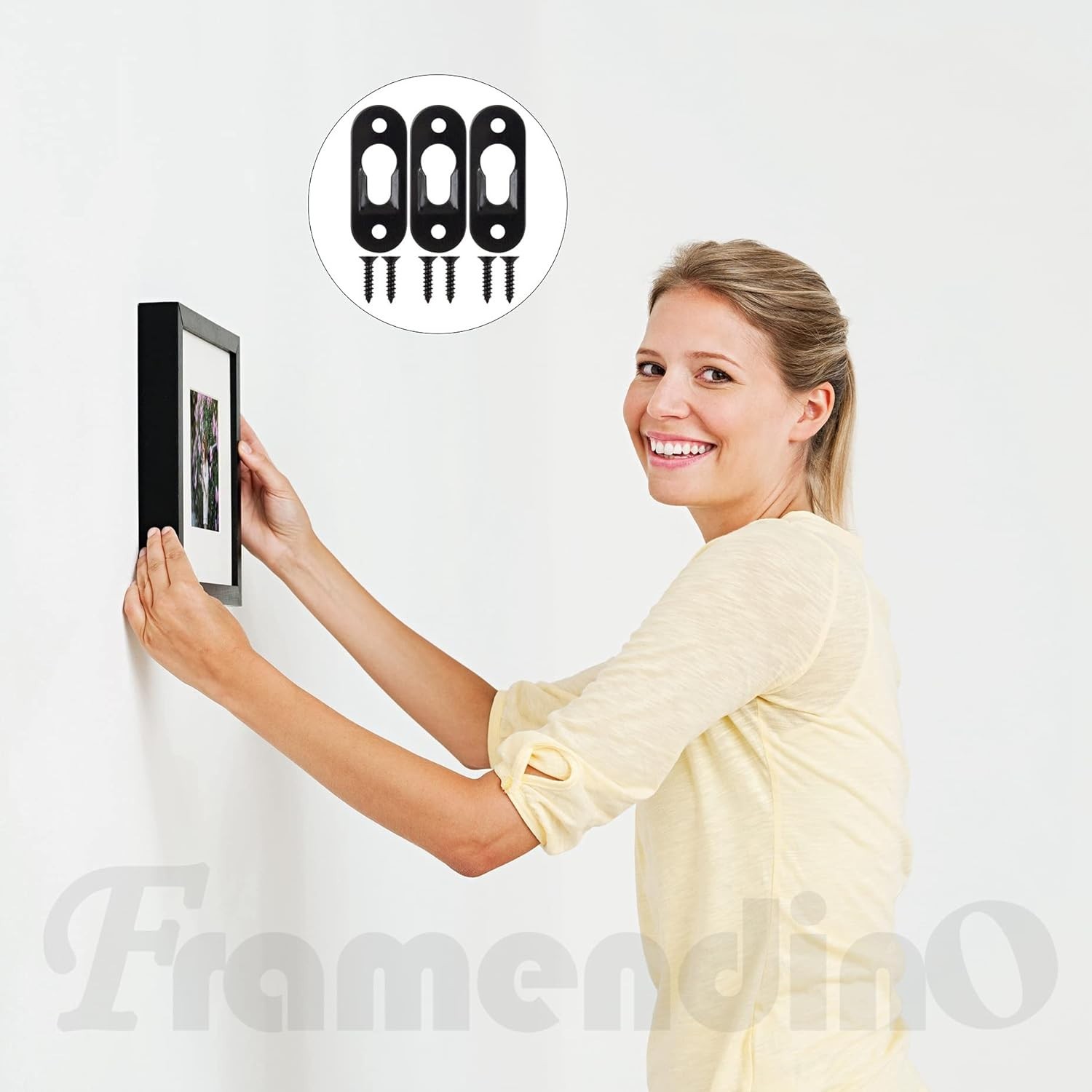 Black Metal Keyhole Hangers 20 Pack Wall Picture Frame Mirrors Screws