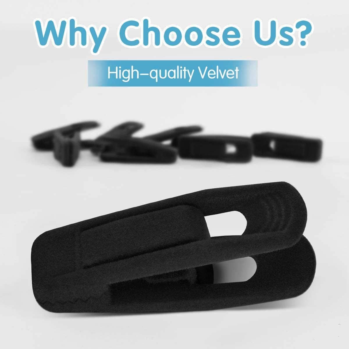 20 PCS Black Velvet Non-Slip Clothes Clips Strong for Pants Skirts Hangers
