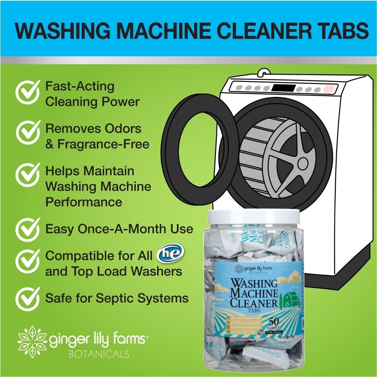 Washing Machine Cleaner Tablets Deep Cleaning Tabs Front Load Top Load