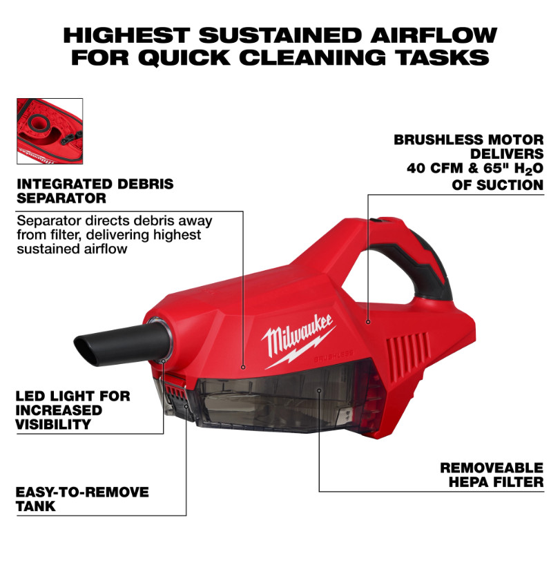 Milwaukee 0892-20 M18 Brushless Handheld Vacuum
