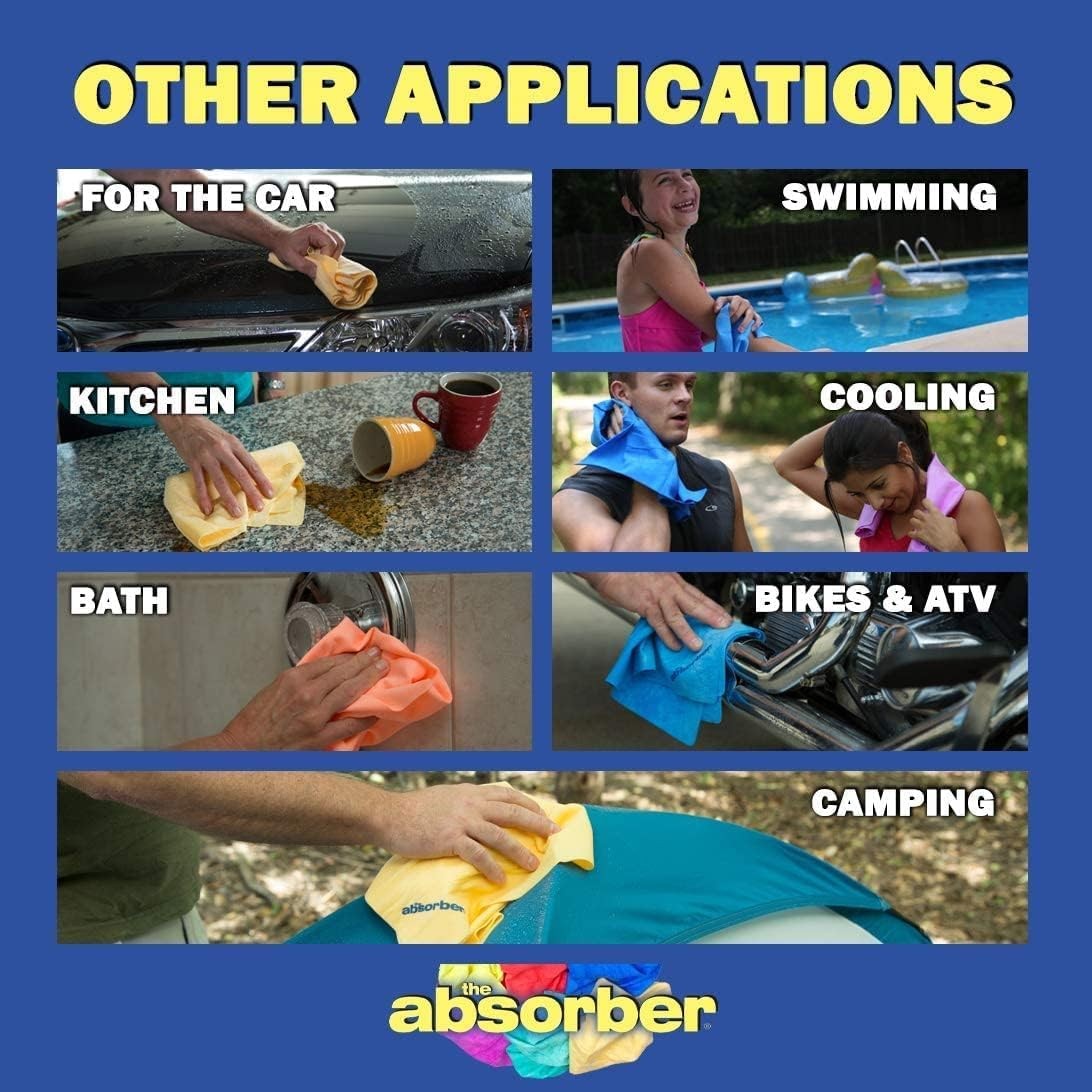 the absorber Large 27-Inch x 17-Inch, Blue – Synthetic Drying Chamois Cloth