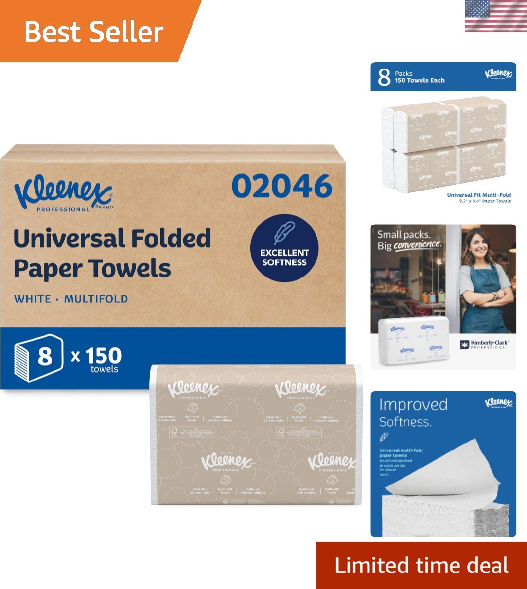 Professional Absorbent Multifold Paper Towels – 9.2″ x 9.4″, 1,200 Total Sheets