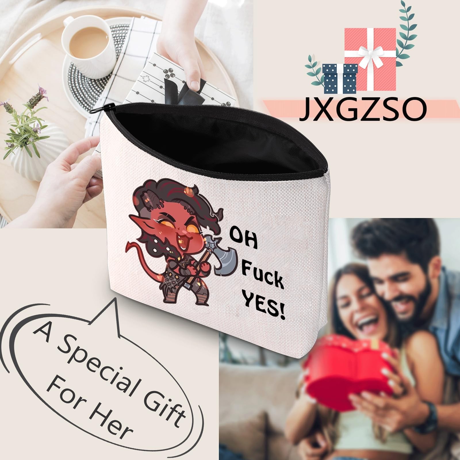 JXGZSO Oh F Yes Karlach Inspired Cosmetic Bag Funny RPG F