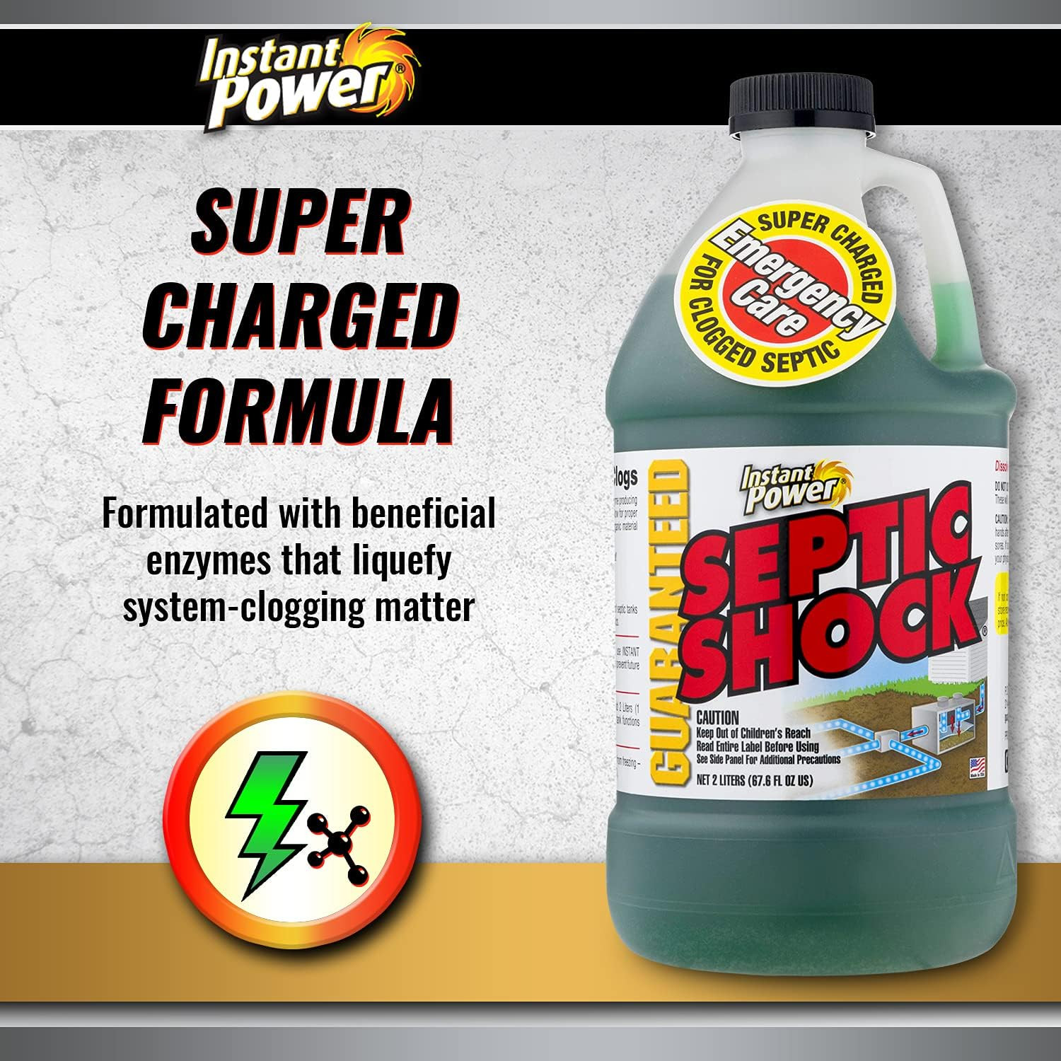 Septic Shock Drain Cleaner 67.6 Fl Oz Septic Tank Treatment Enzyme Clog Remover