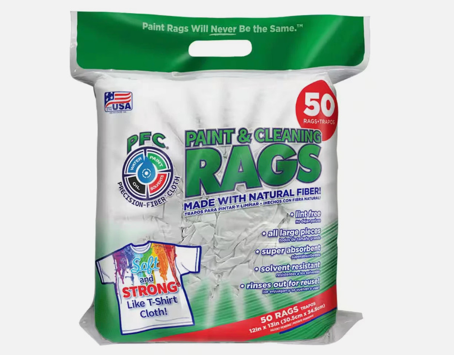 Natural Fiber Paint and cleaning Rags (50-Count) 12in x 13in