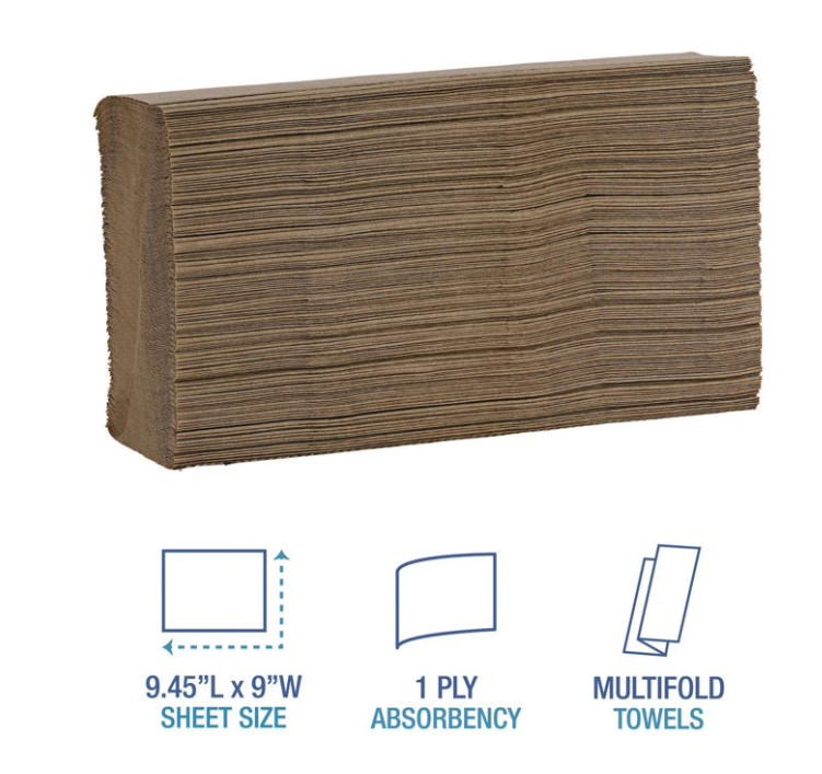 Boardwalk Commercial Multifold Paper Towels 16 Pack Natural