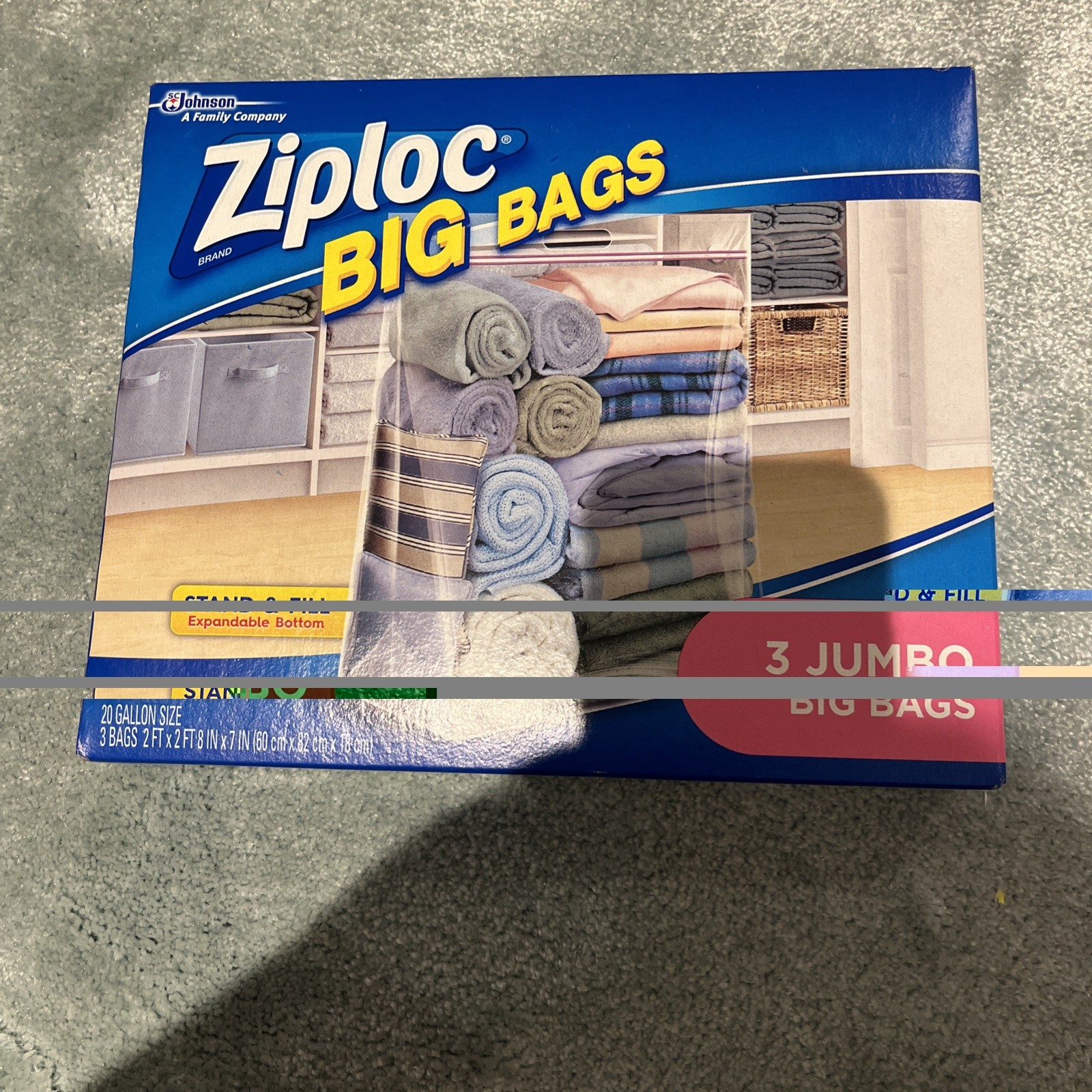 ZIPLOC BIG BAGS JUMBO 20 GALLON STORAGE HEAVY DUTY 3 ct BOX NEW OLD STOCK RARE