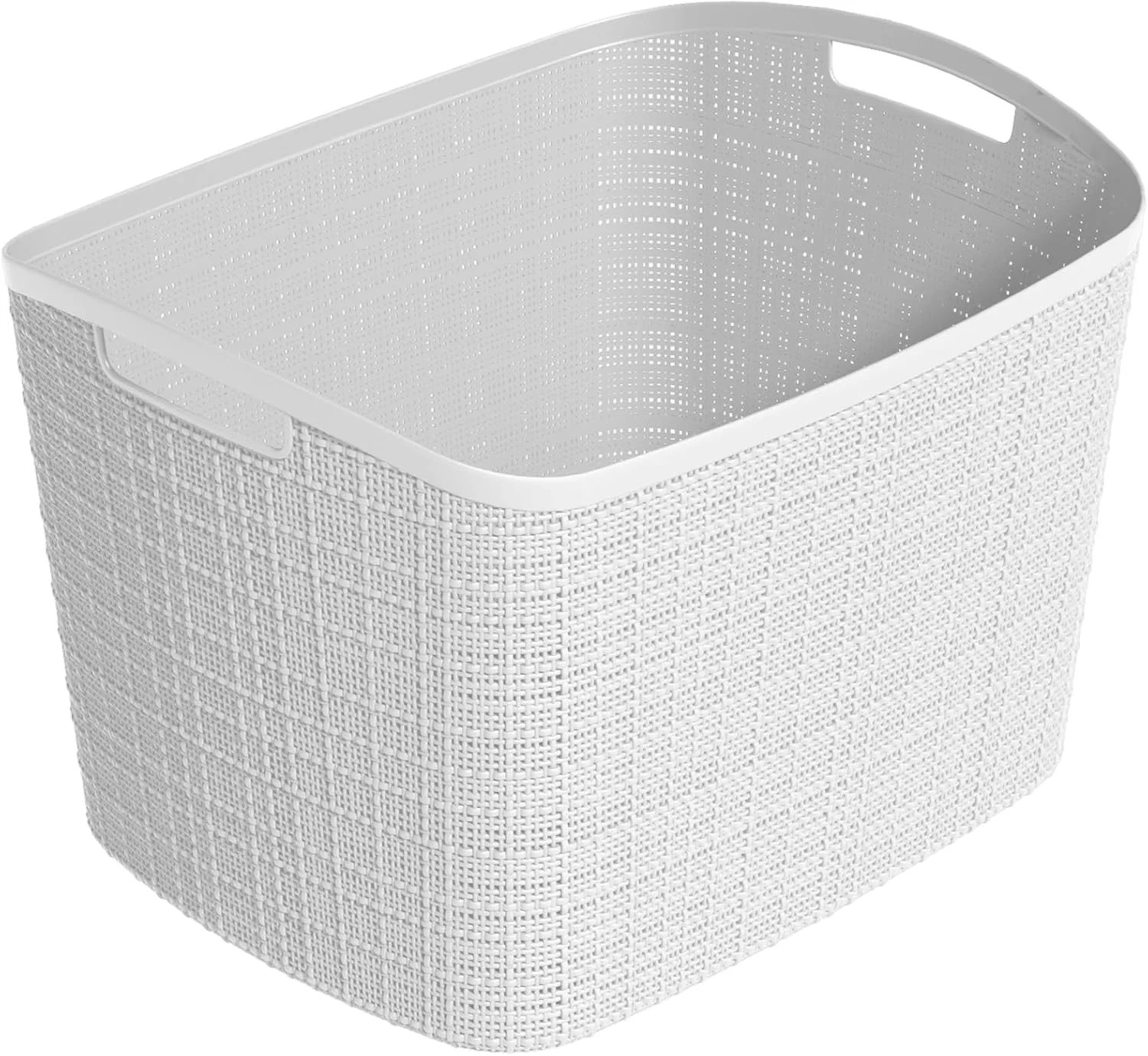 Set of 2 XL 30.5L Jute Decorative Plastic Organization and Storage Baskets – Per