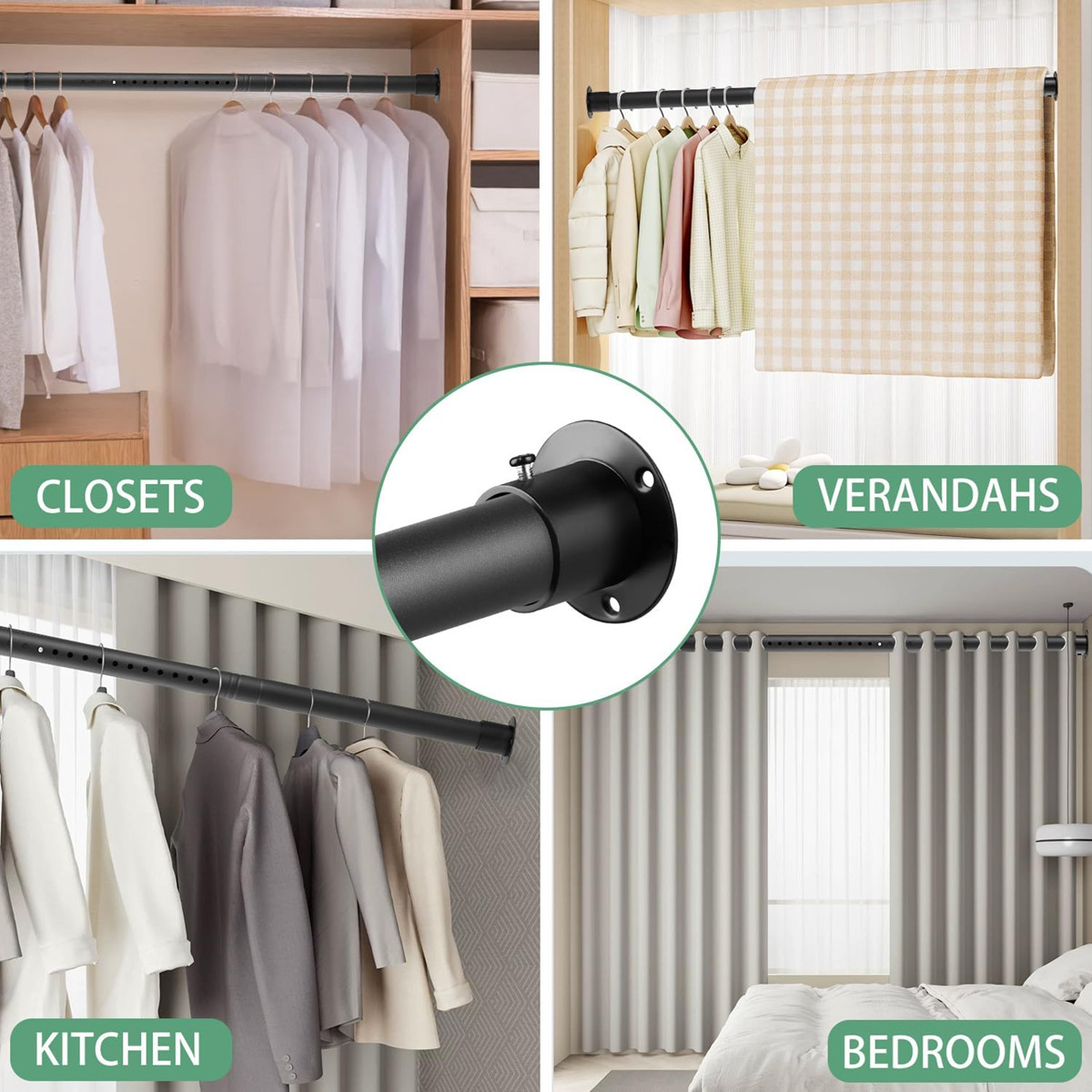42″ L Closet shower Rod made by Metal tube 1.3″ Dia for Hanging Curtain Clothes