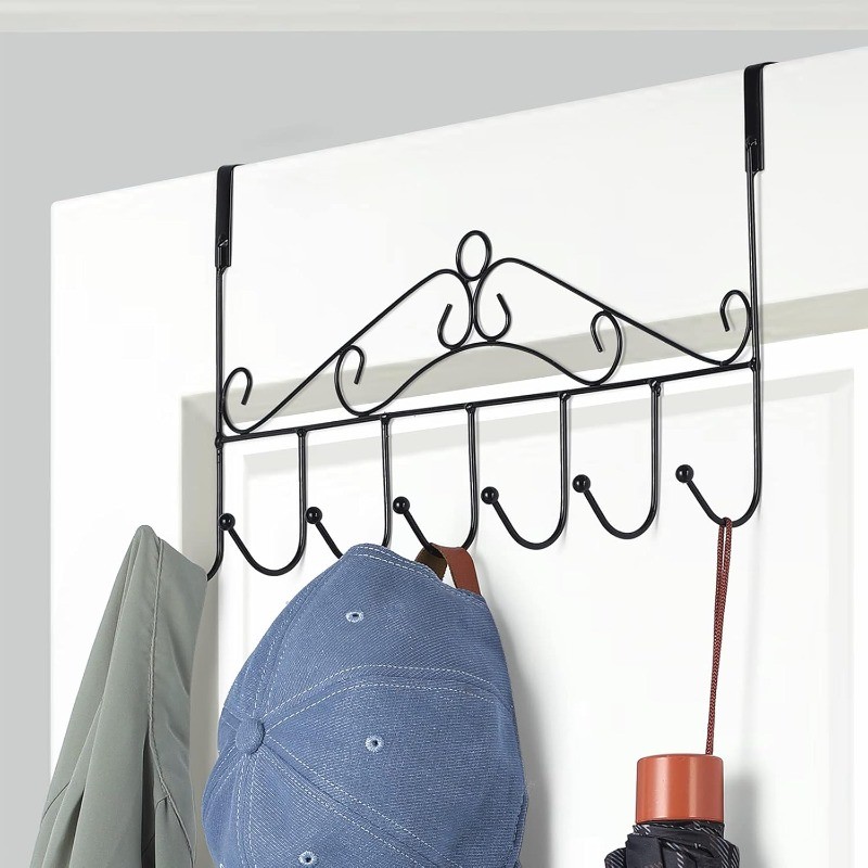 4 Packs Over The Door Towel Hook Coat Rack with 7 Hooks, Metal Hanging Organizer