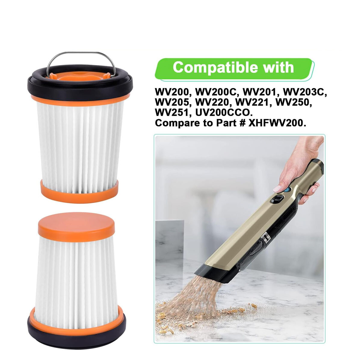 4pcs Replacement for Shark ION W1 Handheld Vacuum WV200, WV201, WV205, WV220