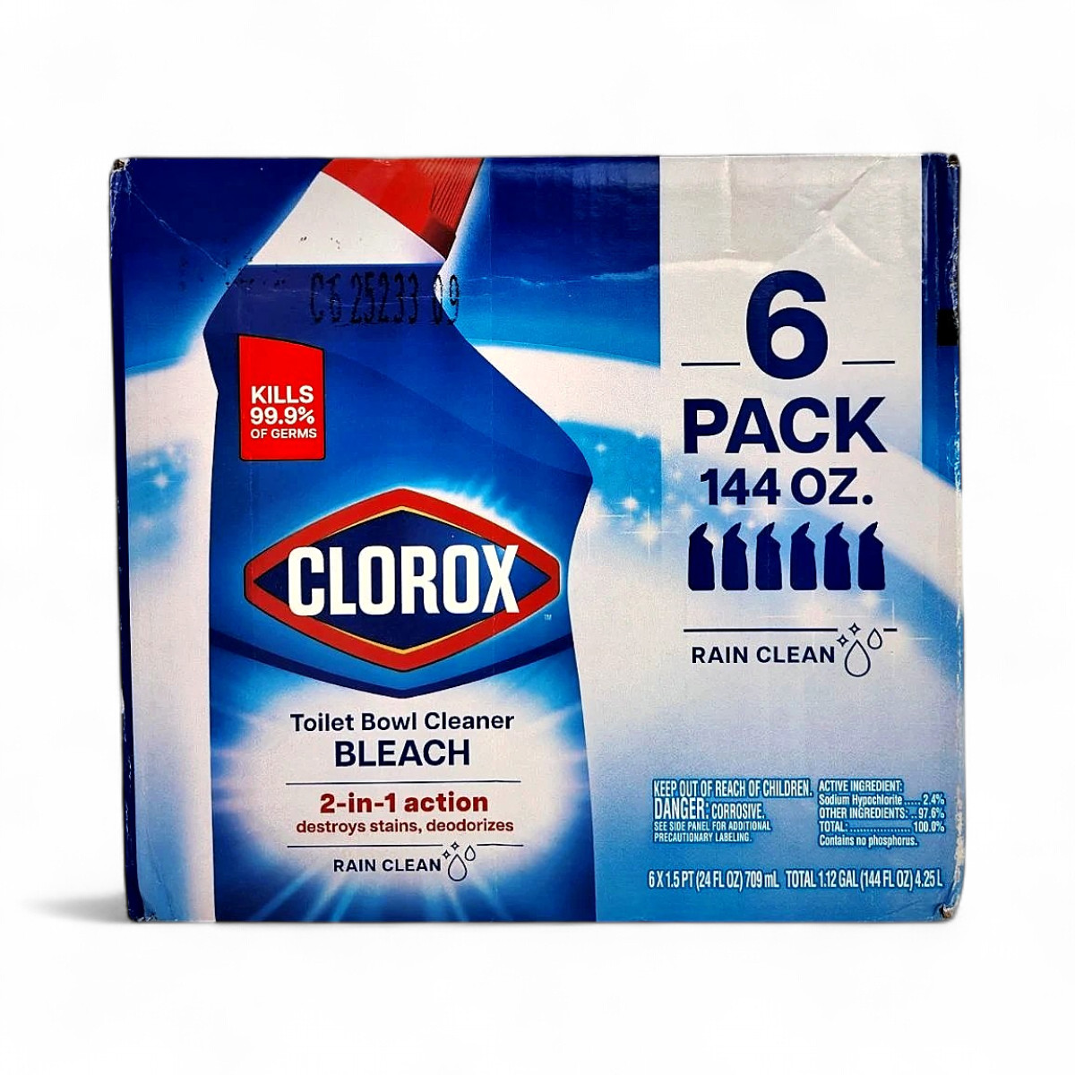 Clorox Toilet Bowl Cleaner with Bleach, Rain Clean, 24 fl oz – 6 Pack