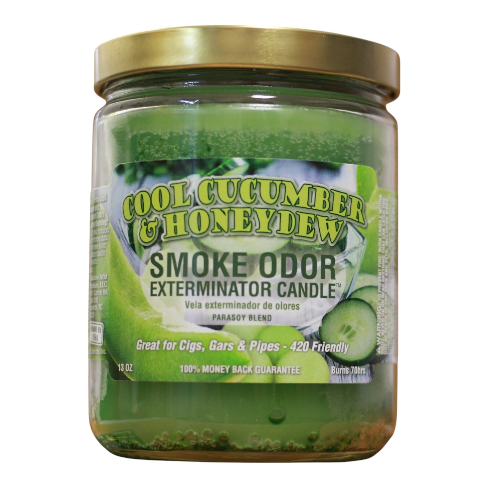 Smoke Odor Exterminator Cool Cucumber & Honeydew Air Freshener Jar Candle – 13oz