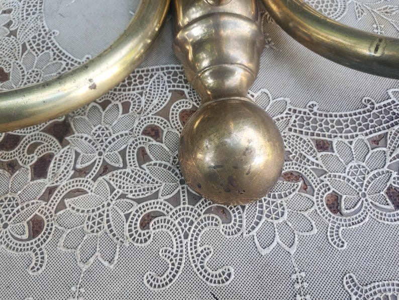 Vintage Brass Coat Rack Art Nouveau Barbershop Style Wall Hooks MCM Regency